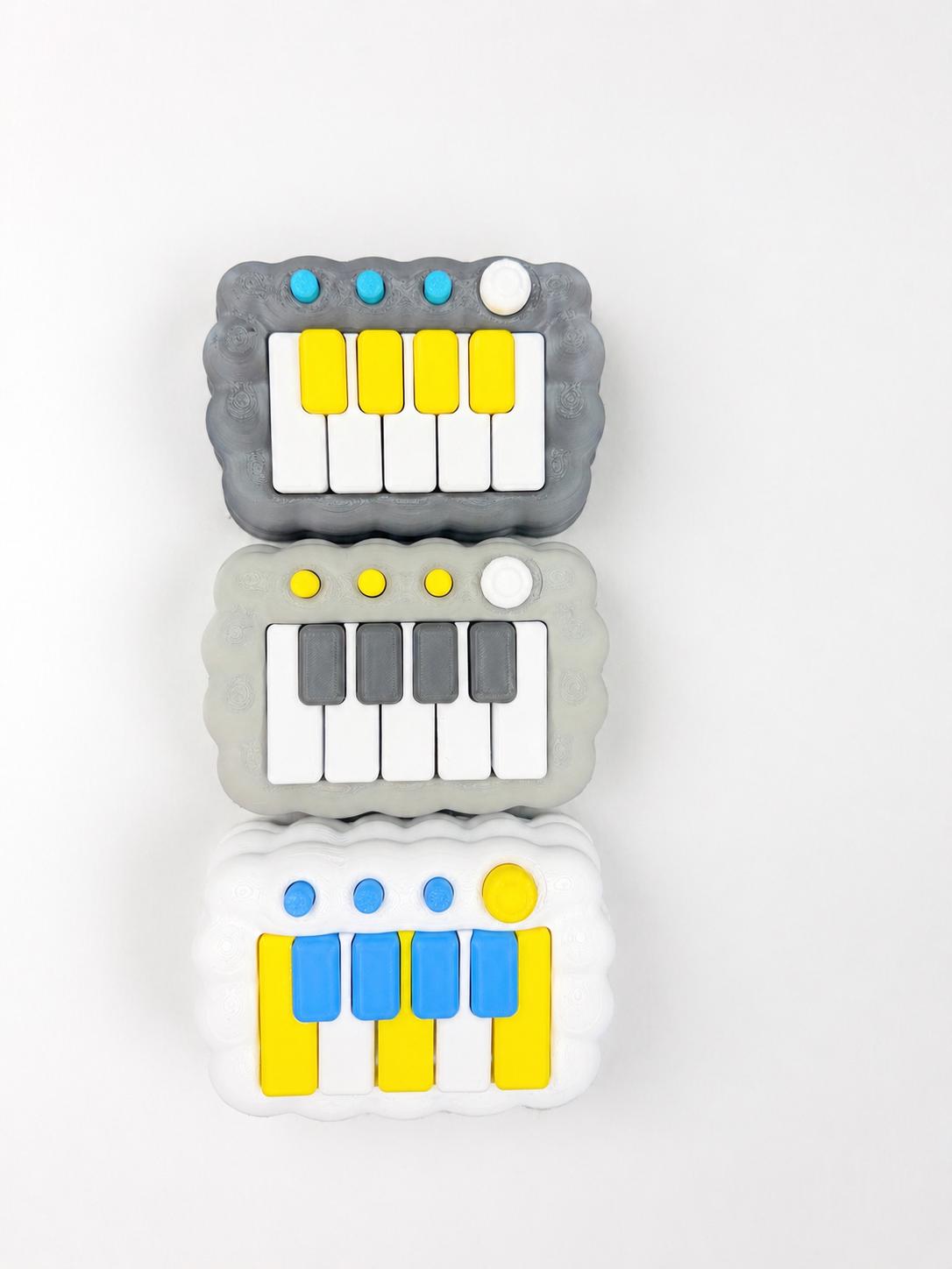 Cloud Piano Fidget Clicker – Mechanical Keyboard Toy with Buttons & Knob | Stress Relief Desk Gadget