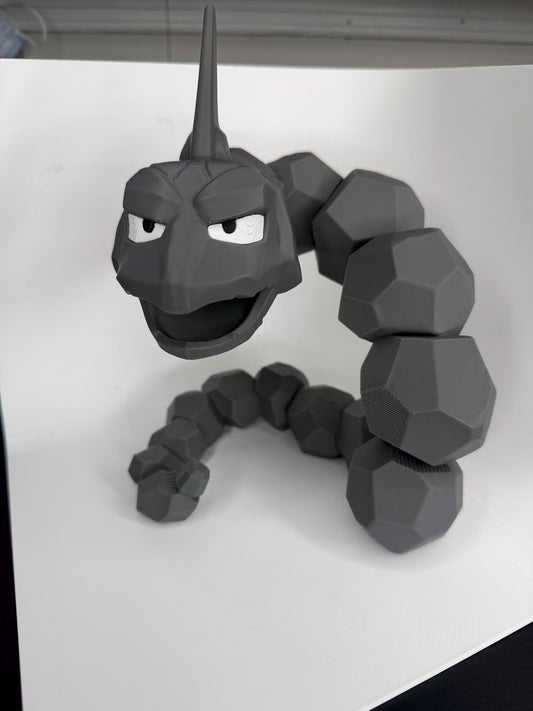 Pokemon Inspired Onyx Figure | 3D Printed Pokemon Decor | Gamer Desk Collectible | Geometric Fantasy Display