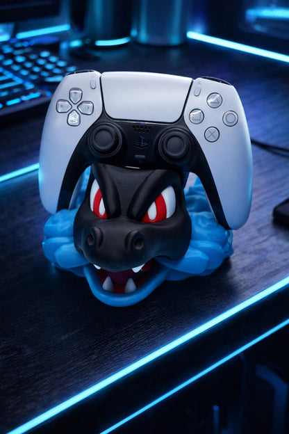 Mega Charizard X-Inspired PS5 Controller Holder - Gaming Stand with Flames