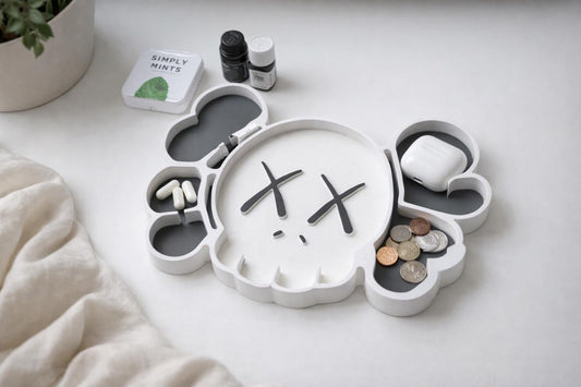 Street Art Skull Tray | Kaws Inspired Wall Decor | Color Customizable 3D Printed Catchall Organizer
