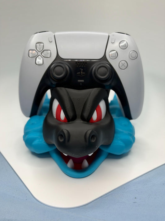 Mega Charizard X-Inspired PS5 Controller Holder - Gaming Stand with Flames