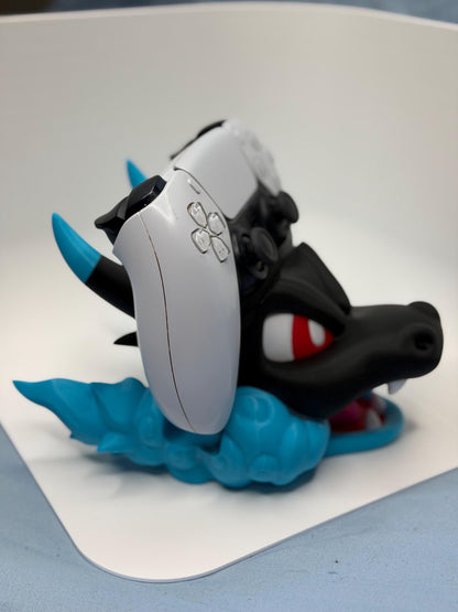 Mega Charizard X-Inspired PS5 Controller Holder - Gaming Stand with Flames