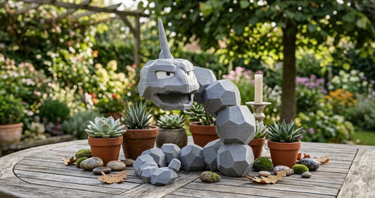 Pokemon Inspired Onyx Figure | 3D Printed Pokemon Decor | Gamer Desk Collectible | Geometric Fantasy Display