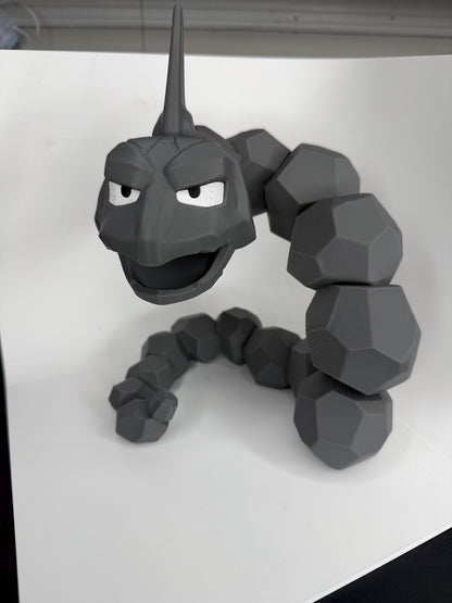 Pokemon Inspired Onyx Figure | 3D Printed Pokemon Decor | Gamer Desk Collectible | Geometric Fantasy Display
