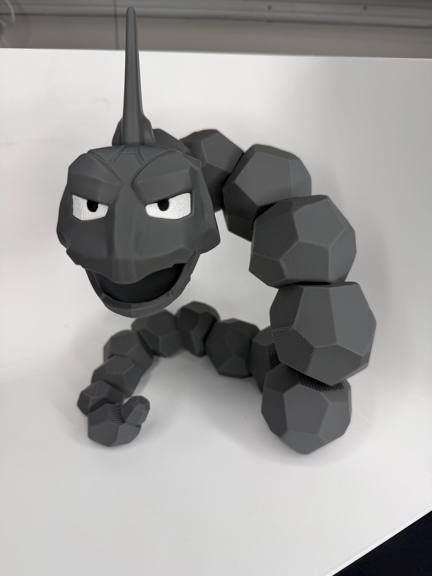 Pokemon Inspired Onyx Figure | 3D Printed Pokemon Decor | Gamer Desk Collectible | Geometric Fantasy Display