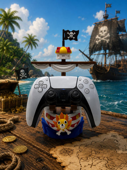 Anime Pirate Ship Controller Holder, One Piece Inspired Gaming Desk Stand, 3D Printed Decor